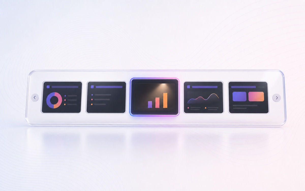 Realistic slide filmstrip with a selected slide